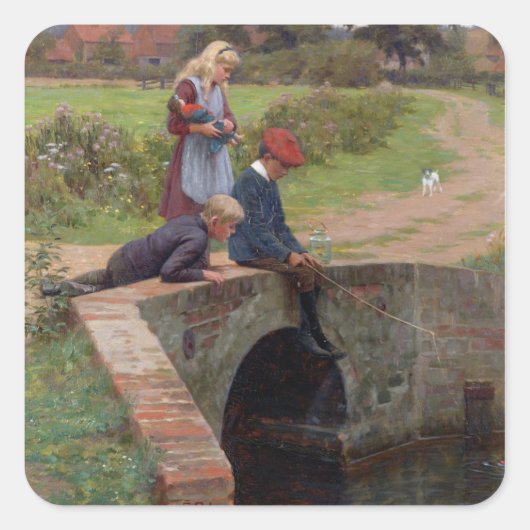 A Nibble, 1914 (Öl auf Platte) Quadratischer Aufkleber (Vorderseite)