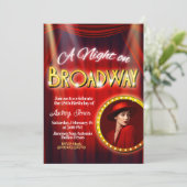 A Night in Broadway with Picture Invitation Einladung (Stehend Vorderseite)