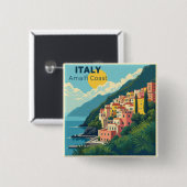 A Nostalgic Classic Travel Poster – Amalfi Coast Button (Vorne & Hinten)