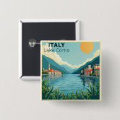 A Nostalgic Classic Travel Poster – Italy Lake Com Button (Vorne & Hinten)