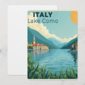 A Nostalgic Classic Travel Poster – Italy Lake Com Einladung (Vorne/Hinten)