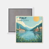 A Nostalgic Classic Travel Poster – Italy Lake Com Magnet (Vorderseite/Rückseite)