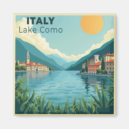 A Nostalgic Classic Travel Poster – Italy Lake Com Magnet (Vorne)
