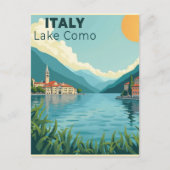 A Nostalgic Classic Travel Poster – Italy Lake Com Postkarte (Vorderseite)