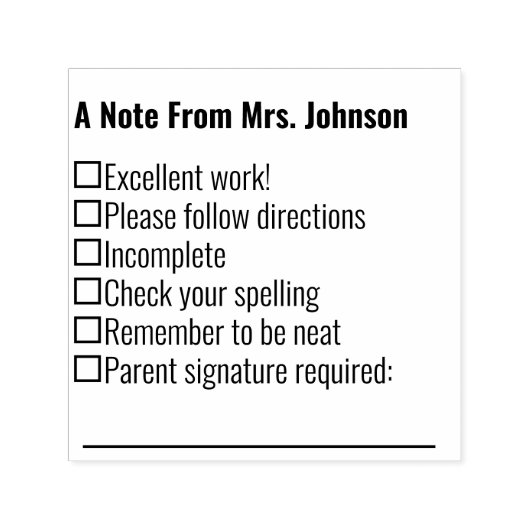 A Note From Teacher Template Permastempel (Design)