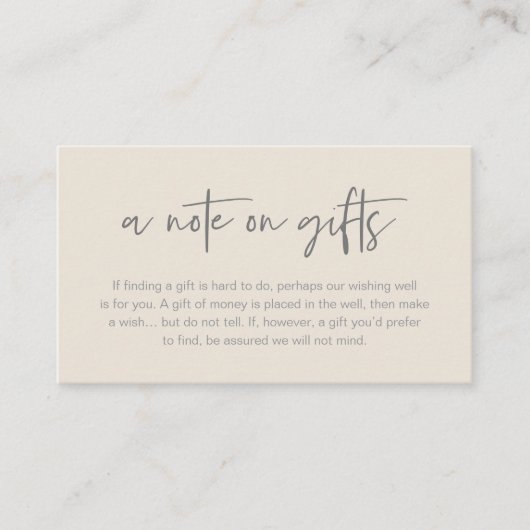 A note on gifts, Honeymoon Wish Fund Cash Begleitkarte (Vorderseite)