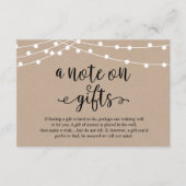 A Note On Gifts, Rustic Wedding Begleitkarte (Vorderseite)