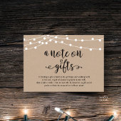 A Note On Gifts, Rustic Wedding Begleitkarte