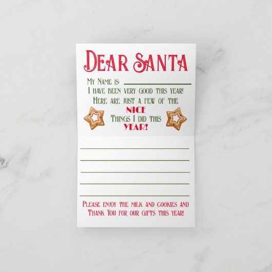 A Note to Santa! Karte (Innenseite)