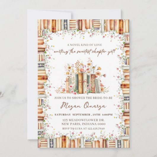 A Novel Kind of Love Book Theme Bridal Shower Einladung (Vorderseite)