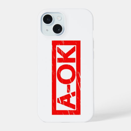 A-OK-Briefmarke iPhone 15 Hülle (Rückseite)
