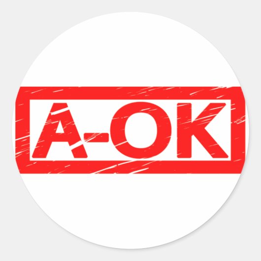 A-OK-Briefmarke Runder Aufkleber (Vorderseite)