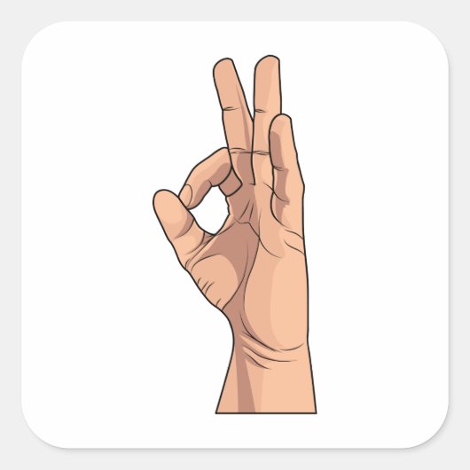 A OK ~ Handzeichen und Gestures a-ok Quadratischer Aufkleber (Vorderseite)