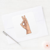 A OK ~ Handzeichen und Gestures a-ok Quadratischer Aufkleber (Umschlag)
