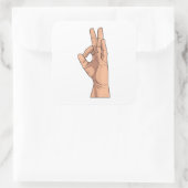 A OK ~ Handzeichen und Gestures a-ok Quadratischer Aufkleber (Tasche)