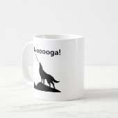 "A-OOOOOOGA!" Lustiger Wolf-Becher Kaffeetasse (Vorderseite Links)
