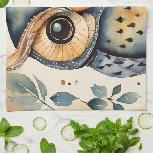 A owl that has a primitive touch Kitchen Towels Geschirrtuch (Gefaltet)