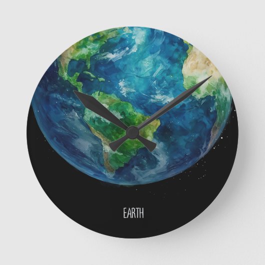 A painting of the earth in a space runde wanduhr (Vorderseite)