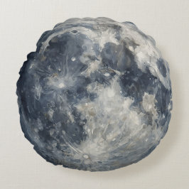 A painting of the moon in a space rundes kissen