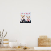 A Pair Of Corgis Sitting On A Bench Poster (Küche)