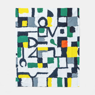 A Palette Knife Painting; Abstract Grid Painting;  Fleecedecke