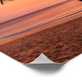 A palm tree stands alone on the beach at sunset poster (Ecke)
