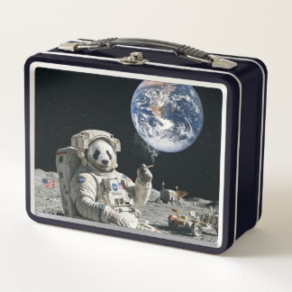 A panda smoking a cigarette on the moon metall brotdose