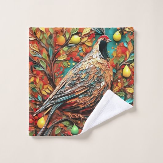 A Partridge In A Pear Tree Badhandtuch Set (Waschlappen)