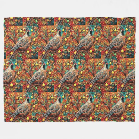 A Partridge In A Pear Tree Fleecedecke (Vorderseite (Horizontal))