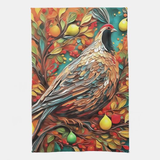 A Partridge In A Pear Tree Geschirrtuch (Vertikal)