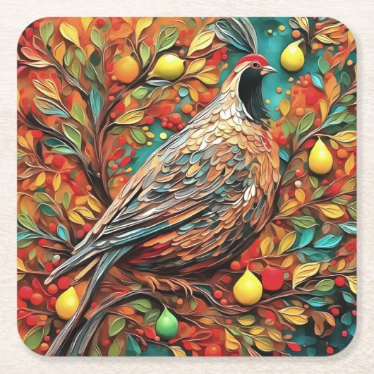 A Partridge In A Pear Tree Rechteckiger Pappuntersetzer (Vorderseite)