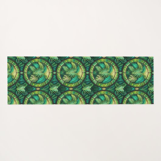 A pattern of intricate, green and gold circular  yogamatte (Rückseite (Horizontal))