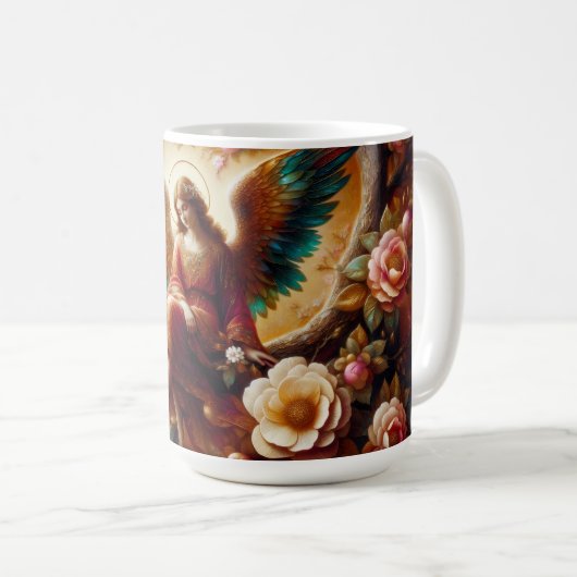 A Peaceful Angel Sitting On a Limb on a Beautiful Kaffeetasse (VorderseiteRechts)