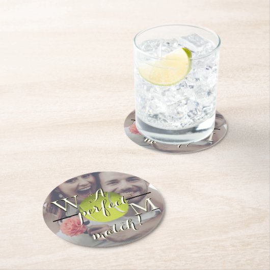 A Perfect Match Paper Coaster Runder Pappuntersetzer (Vor Ort)