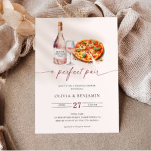 A Perfect Pair Wein   Pizza Hochzeitsdusche  Einladung