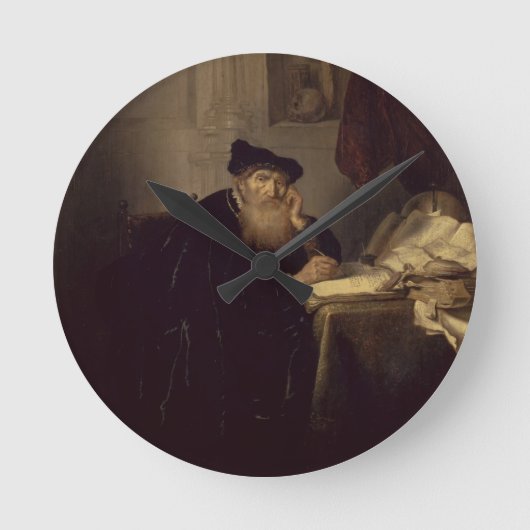 A Philosopher, 1635 (oil on panel) Runde Wanduhr (Vorderseite)