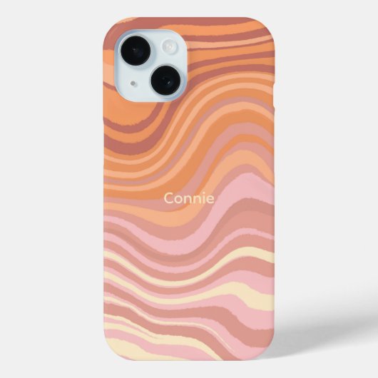 A phone case with sunset colors in waves. (Rückseite)