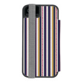 A phone case with vertical stripes in navy yellow incipio iPhone Geldbeutel-Hülle (Folio Rückseite)