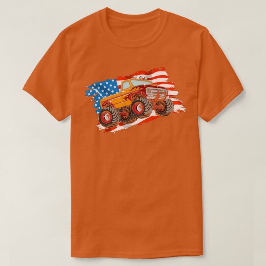 A Pickup Truck Monster Bigfoot with american flag T-Shirt (Design vorne)