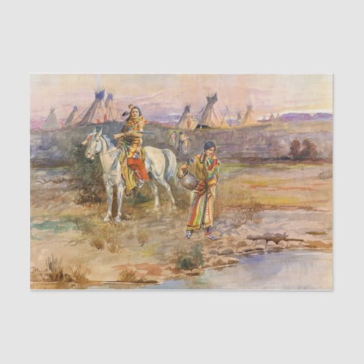 A Piegan Flirtation von Charles Marion Russell Seidenpapier (Vorderseite)