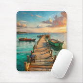 A Pier with Boats Mousepad (Mit Mouse)