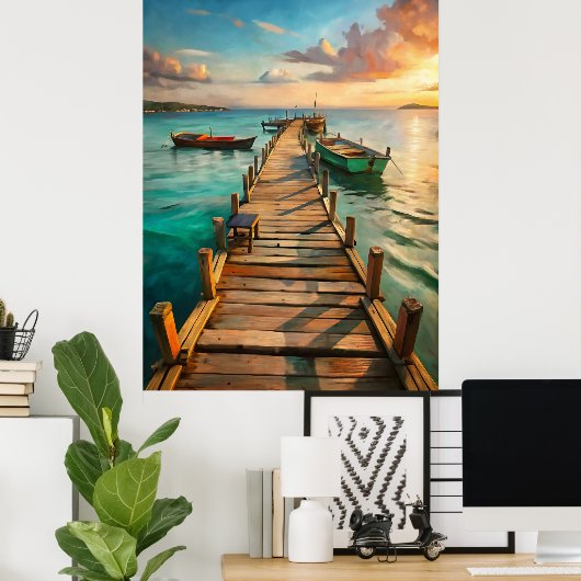 A Pier with Boats Poster (Heimbüro)