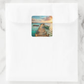 A Pier with Boats Quadratischer Aufkleber (Tasche)