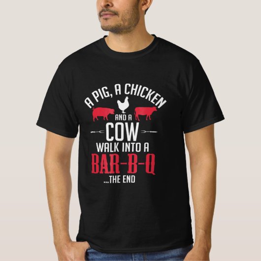 a pig a chicken and a cow funbq joke T-Shirt (Vorderseite)