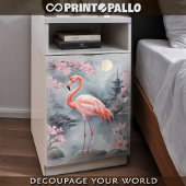 A pink flamingo in a japanese lake - Decoupage  Geschenkpapier Set