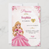 A pink princess-themed birthday invitation einladung (Vorderseite)