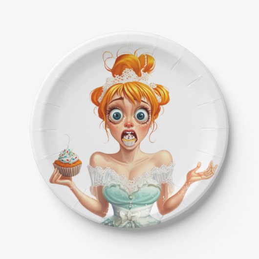 A plate of humor. The girl with the cupcake Pappteller (Vorderseite)