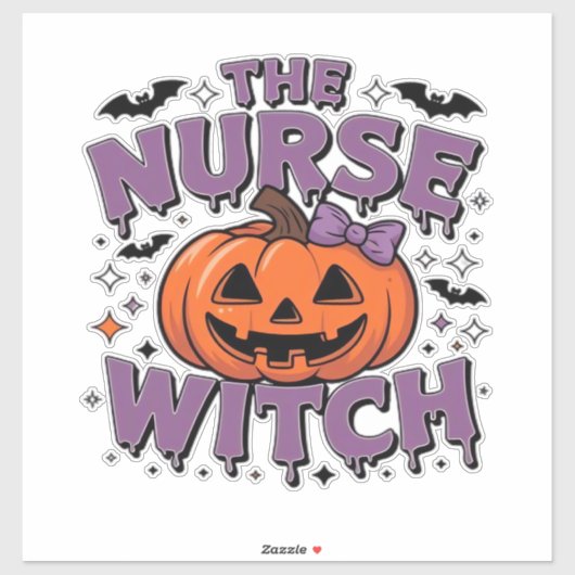 A playful design featuring a pumpkin witch with a  aufkleber (Blatt)