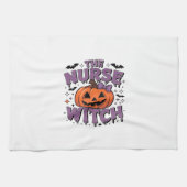 A playful design featuring a pumpkin witch with a geschirrtuch (Horizontal)