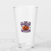 A playful design featuring a pumpkin witch with a glas (Vorderseite)